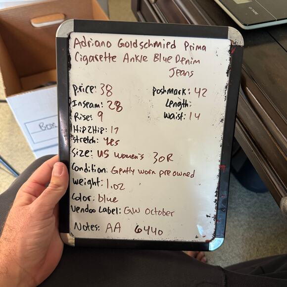 Adriano Goldschmied Prima Cigarette Ankle Blue Denim Jeans US Women's 30R - Picture 7 of 7